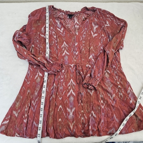 Torrid Terracotta Peasant Top Crepe Tie Waist Boho Long Sleeve Size Large - Picture 9 of 14